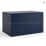 Frameless Oxford Blue 24" Deep Wall Cabinet - 2 Doors No Shelf