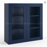 Frameless Oxford Blue Wall Mullion Door 36"H - 2 Door 2 Shelves - Glass And Clips Not Included.