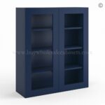 Frameless Oxford Blue Wall Mullion Door 42"H - 2 Door 3 Shelves - Glass And Clips Not Included.