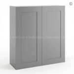 Frameless Graphite Gray 36" Tall Wall Cabinet - 2 Doors 2 Shelves