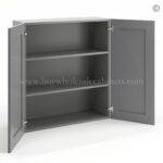 Frameless Graphite Gray 36" Tall Wall Cabinet - 2 Doors 2 Shelves - Image 2