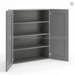 Frameless Graphite Gray 42" Tall Wall Cabinet - 2 Doors 3 Shelves - Image 2