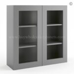 Frameless Graphite Gray Wall Mullion Door 36"H - 2 Door 2 Shelves - Glass And Clips Not Included.