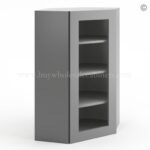 Frameless Graphite Gray Wall Diagonal Mullion Door - 1 Door 3 Shelves - No Glass