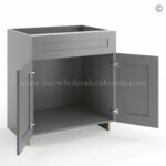 Frameless Graphite Gray Sink Base Cabinet - 2 Doors & 1 False Drawer - Image 2