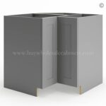 Frameless Graphite Gray Base Cabinet With Metal Lazy Susan, Folding Doors
