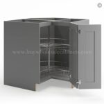 Frameless Graphite Gray Base Cabinet With Metal Lazy Susan, Folding Doors - Image 2