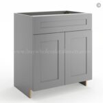 Frameless Graphite Gray Vanity Sink Base Cabinet - 2 Doors And 1 False Drawer