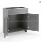 Frameless Graphite Gray Vanity Sink Base Cabinet - 2 Doors And 1 False Drawer - Image 2