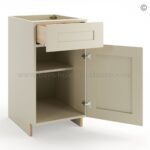 Frameless Ivory White Base Cabinet - 1 Drawer, 1 Door, 1 Shelf - Image 2