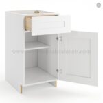 Frameless Modern White Shaker Base Cabinet - 1 Drawer, 1 Door, 1 Shelf - Image 2