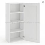 Frameless Modern White Shaker 42" Tall Wall Cabinet - 1 Door 3 Shelves - Image 2