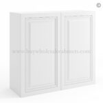 Frameless White Deco 30" Tall Wall Cabinet - 2 Doors 2 Shelves