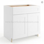Frameless Modern White Shaker Base Cabinet - 1 Drawer, 2 Doors, 1 Shelf