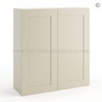 Frameless Ivory White 36" Tall Wall Cabinet - 2 Doors 2 Shelves