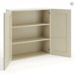Frameless Ivory White 36" Tall Wall Cabinet - 2 Doors 2 Shelves - Image 2