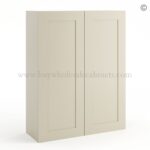 Frameless Ivory White 42" Tall Wall Cabinet - 2 Doors 3 Shelves