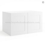 Frameless Modern White Shaker 24" Deep Wall Cabinet - 2 Doors No Shelf