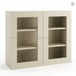 Frameless Ivory White Wall Mullion Door 30"H - 2 Door 2 Shelves - Glass And Clips Not Included.