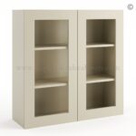Frameless Ivory White Wall Mullion Door 36"H - 2 Door 2 Shelves - Glass And Clips Not Included.