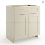 Frameless Ivory White Vanity Sink Base Cabinet - 2 Doors And 1 False Drawer