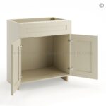 Frameless Ivory White Vanity Sink Base Cabinet - 2 Doors And 1 False Drawer - Image 2