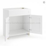 Frameless Modern White Shaker Vanity Sink Base Cabinet - 2 Doors And 1 False Drawer - Image 2