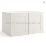 Frameless Pearl White 12" Deep Wall Cabinet - 2 Doors No Shelf