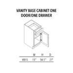 Jade Green Shaker Vanity Base Cabinet One Door/One Drawer - Image 3